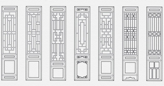 川汇常用中式仿古花窗图案隔断设计图