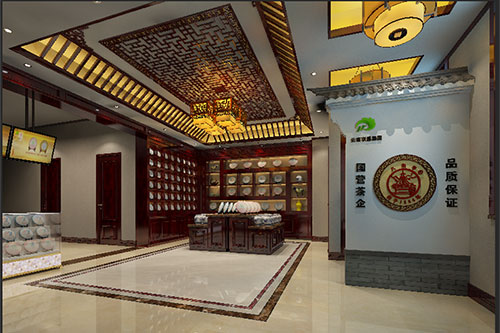 川汇古朴典雅的中式茶叶店大堂设计效果图